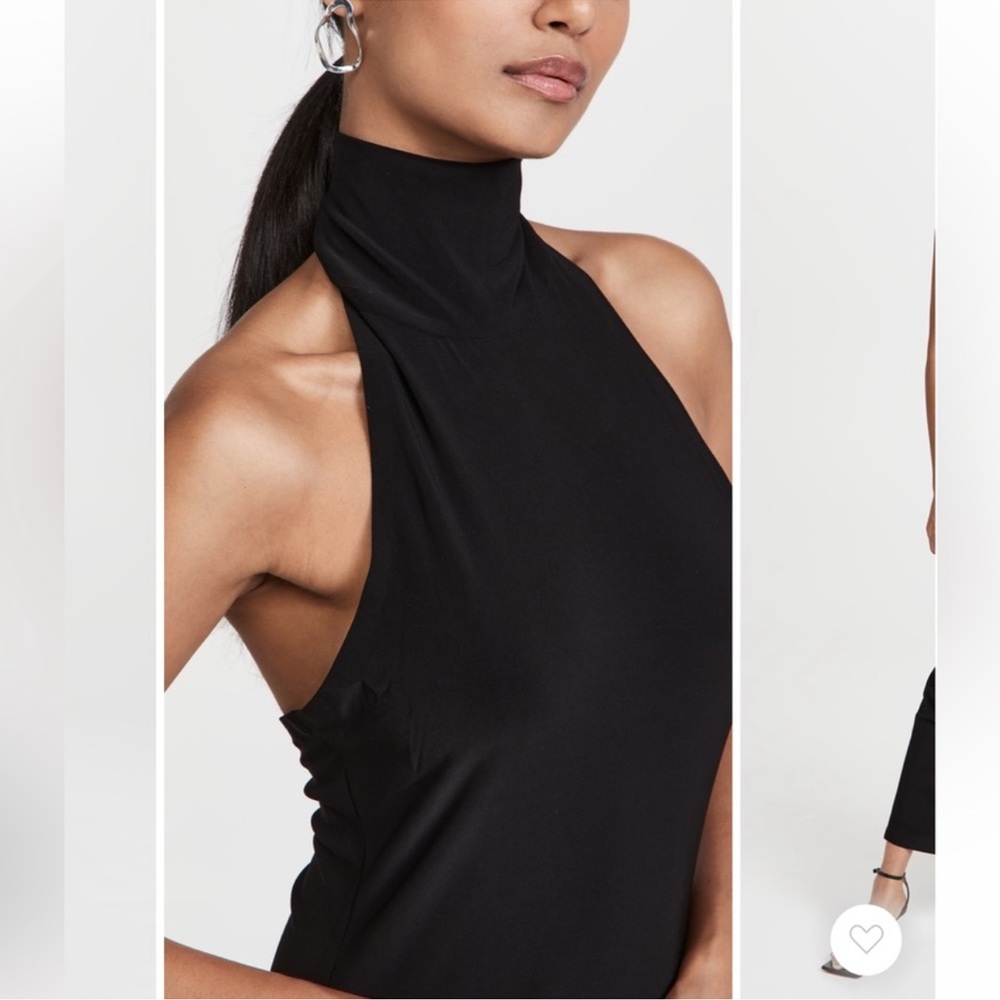 Norma Kamali Halter Turtle Side Slit Gown in Black - Picture 4 of 12